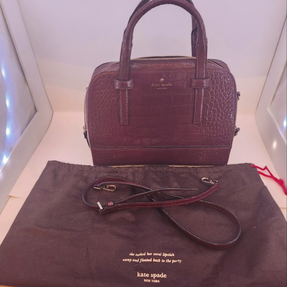 Kate Spade NWOT Riverside a street Exotic Felix Satchel in Dark Cherry